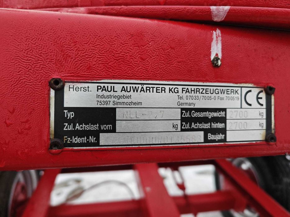 Przyczepa dłużycowa dłużyca Auwarter NL2,7T do stali drutu słupów A/13