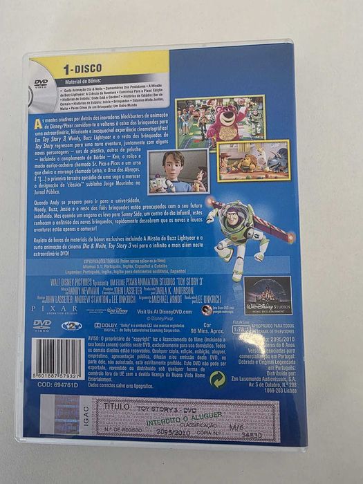 Lote 4 DVDs Infantis – Toy Story 3, Mickey, Heidi, Gato Botas