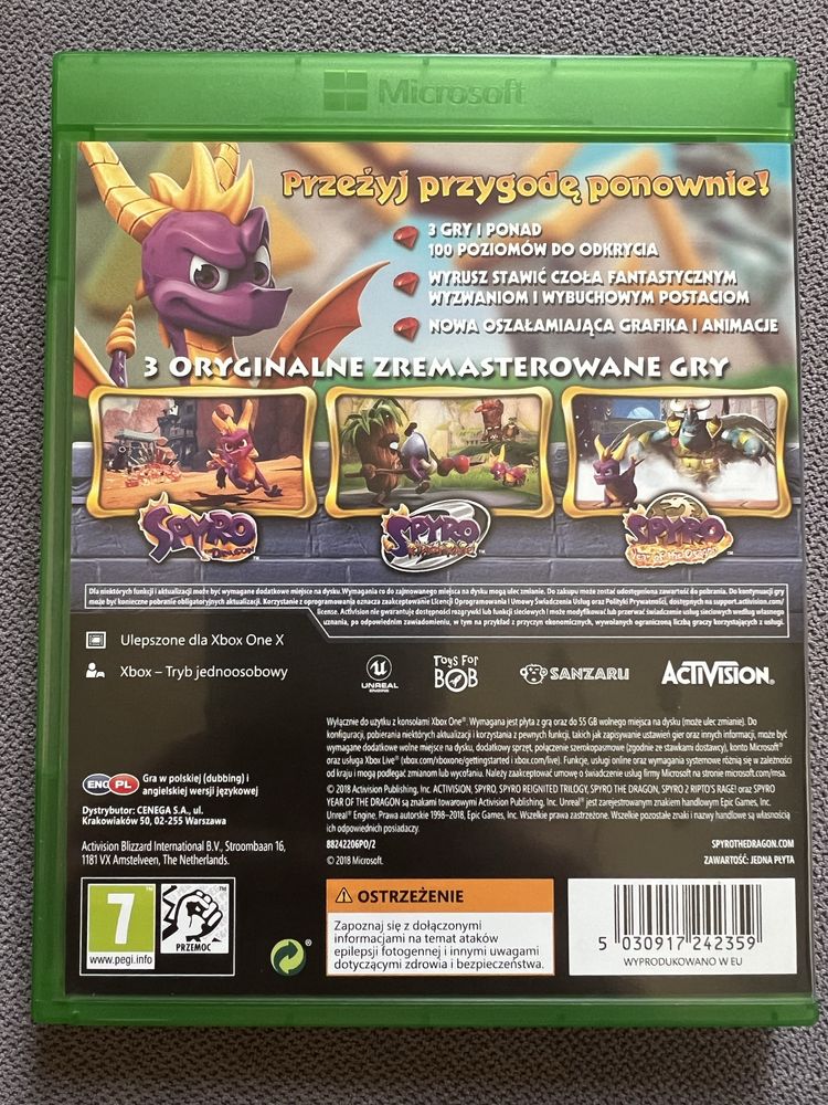Gra Xbox ONE X SPYRO Reignited Trilogy 3 gry w jednej ZOBACZ !