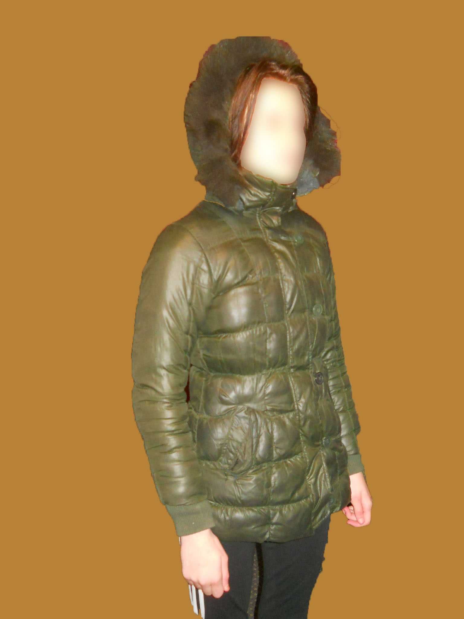 Куртка зеленая темная подростковая на девочку 146