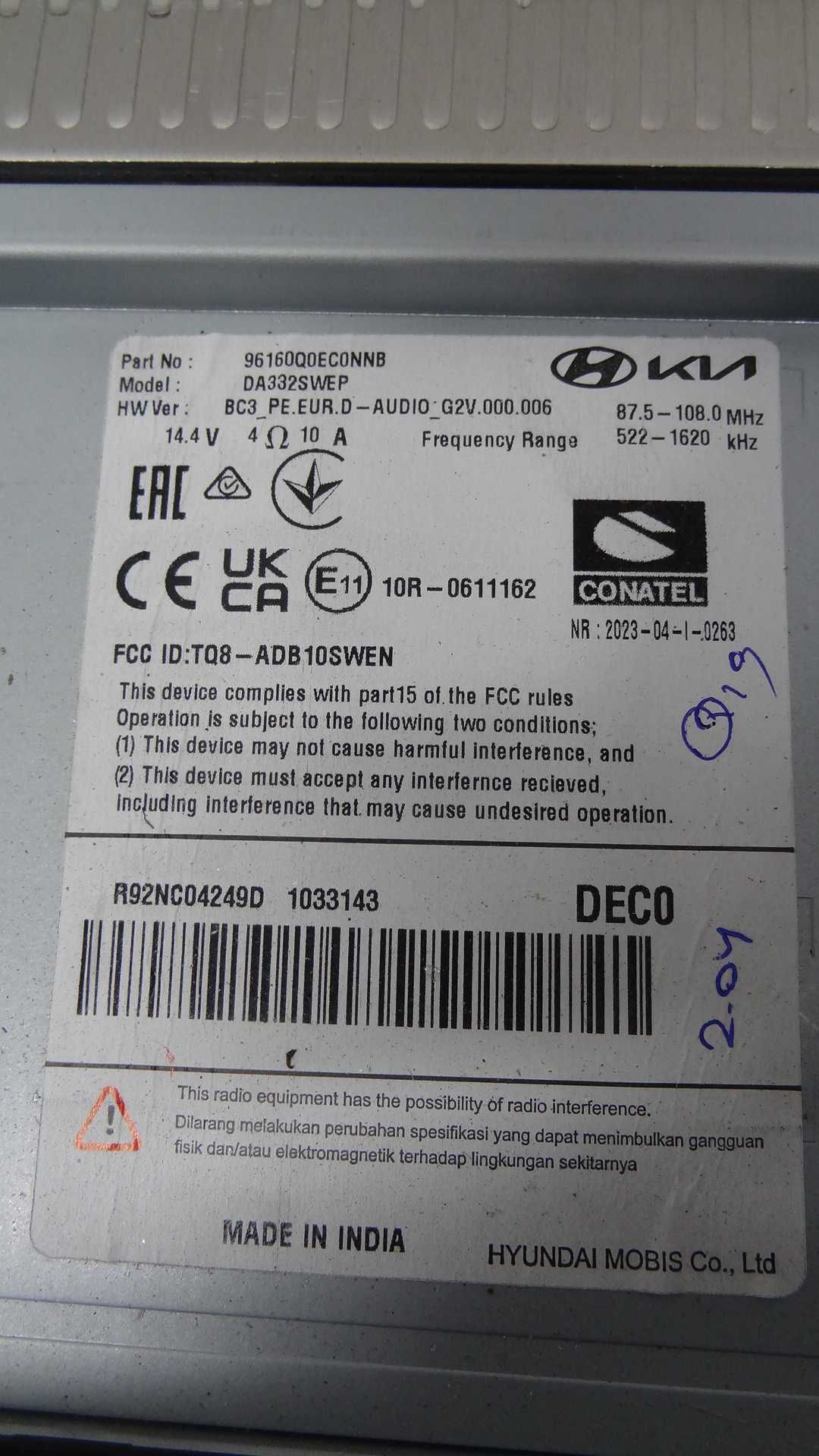 hyundai i20 III  21-24 wyświetlacz ekran monitor radia radioodtwarzacz