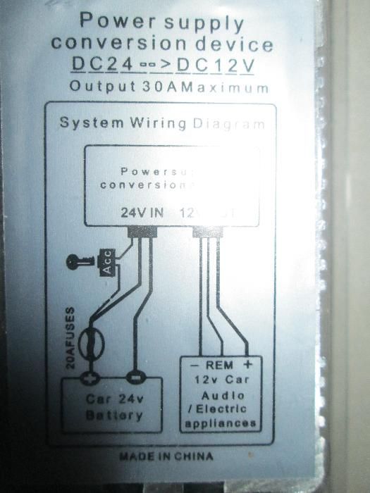 Conversor de 24V para 12V transformador 30A