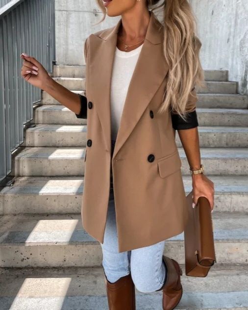 Marynarka beżowa EDAN dłuższa oversizowa S, M, L