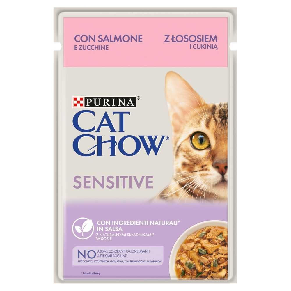 Purina Cat Chow Sensitive łosoś w sosie 26 x 85g