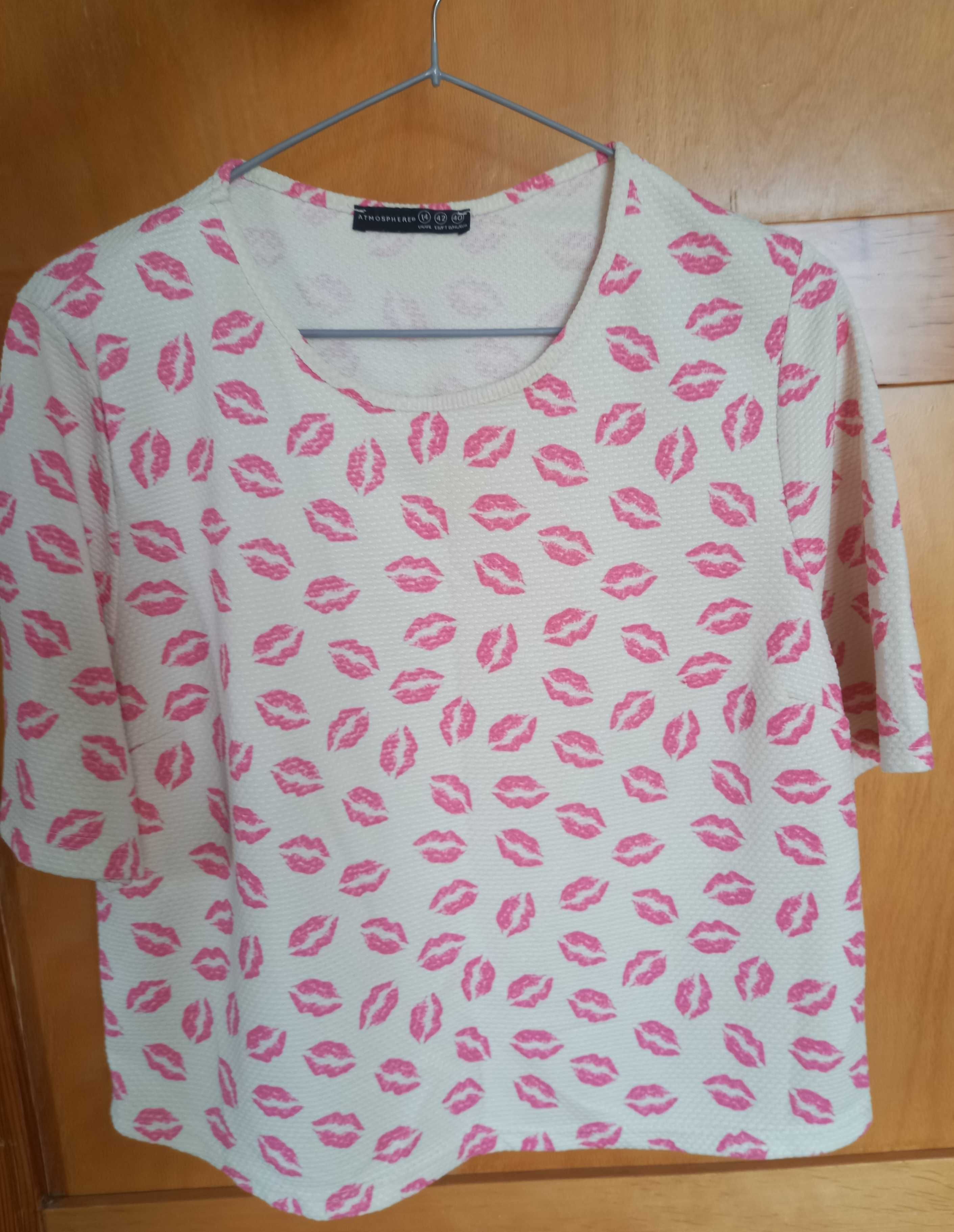 Bluzka damska, oversize, print usta, r. 42