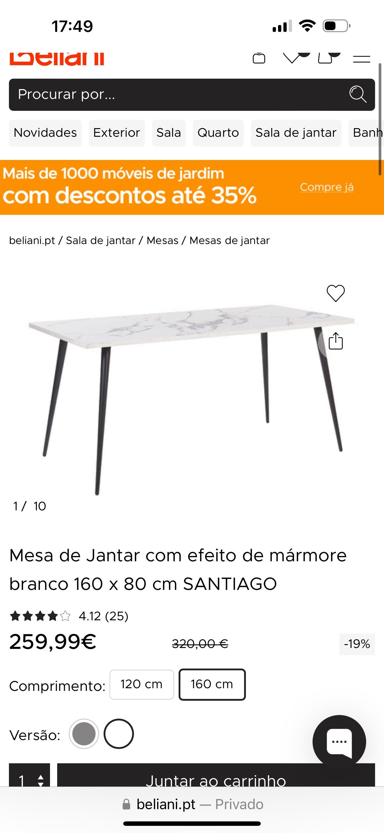 Mesa beliani efeito mármore