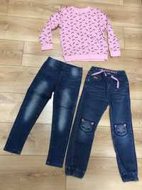 Bluza Sinsay 122 i jeansy w kotki i zwykle