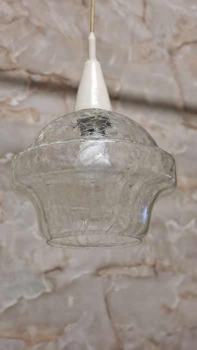 Polski Space Design / crackle glas _ lampa PRL _vintage