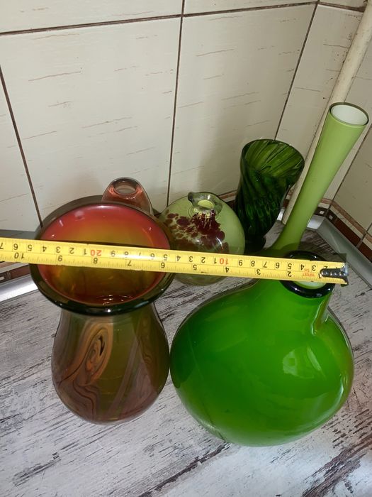 Ваза богемия гутное  цветное стекло