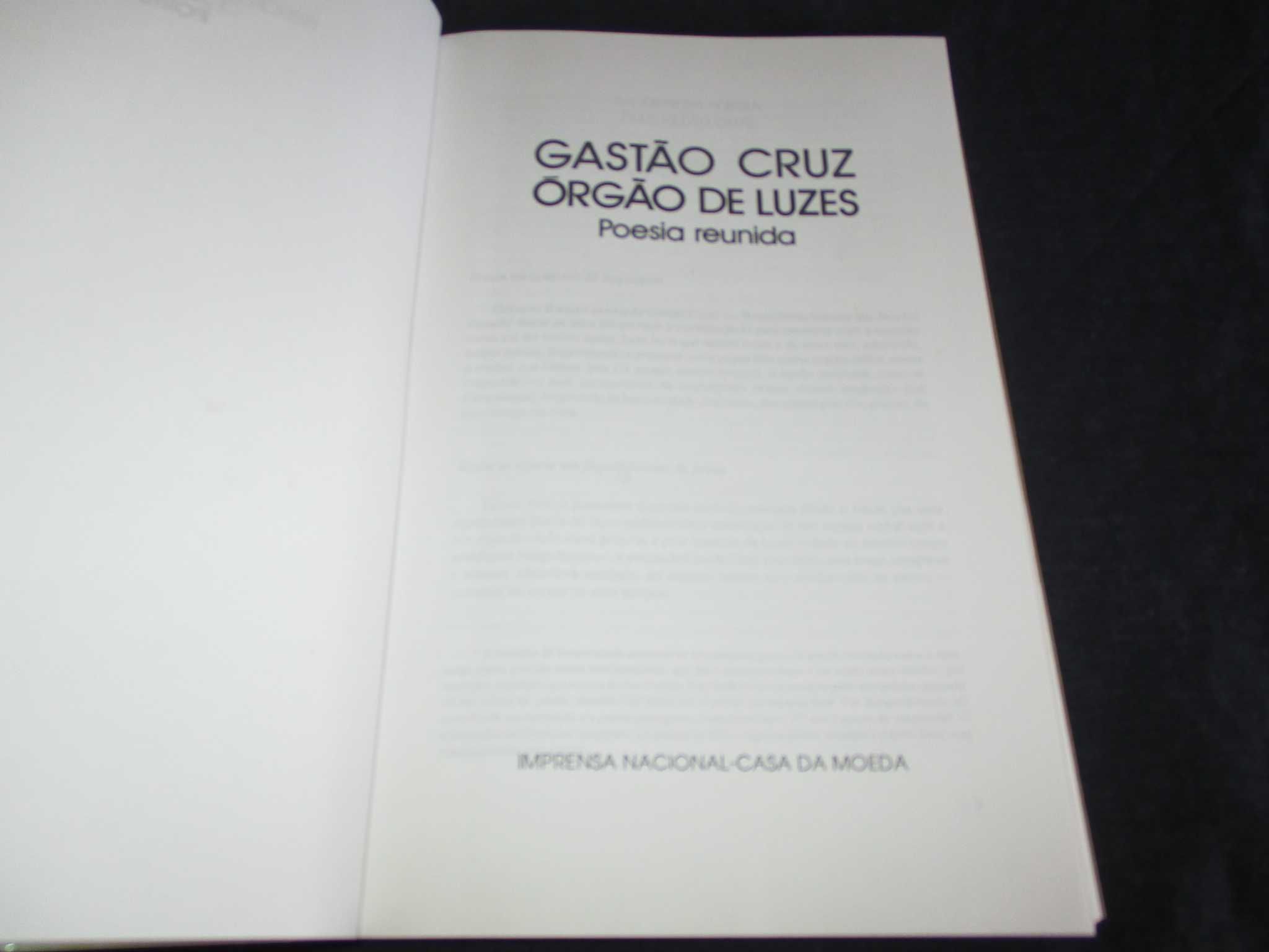 Livro Órgão de Luzes Poesia Reunida Gastão Cruz