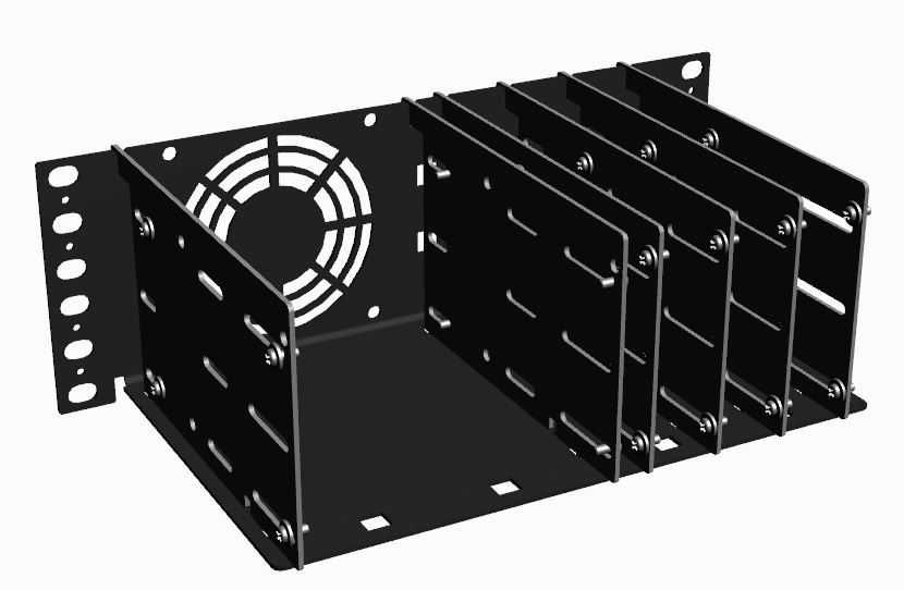 R-CASE - HDD Holder 10" RAW (ocynk), uchwyt do montażu 3x HDD, 4 x SSD