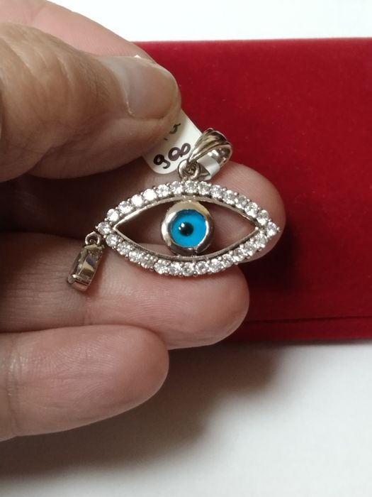 Srebrny wisiorek oko z cyrkoniami srebro 925