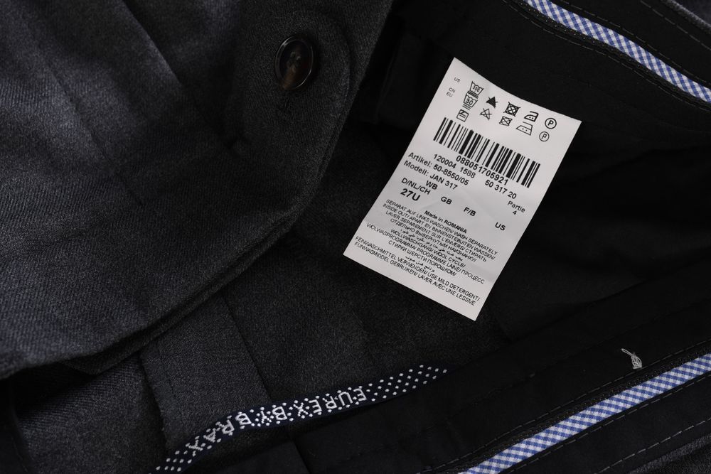 EUREX BY BRAX szare flanelowe spodnie męskie w kant wełna strecz r. 54