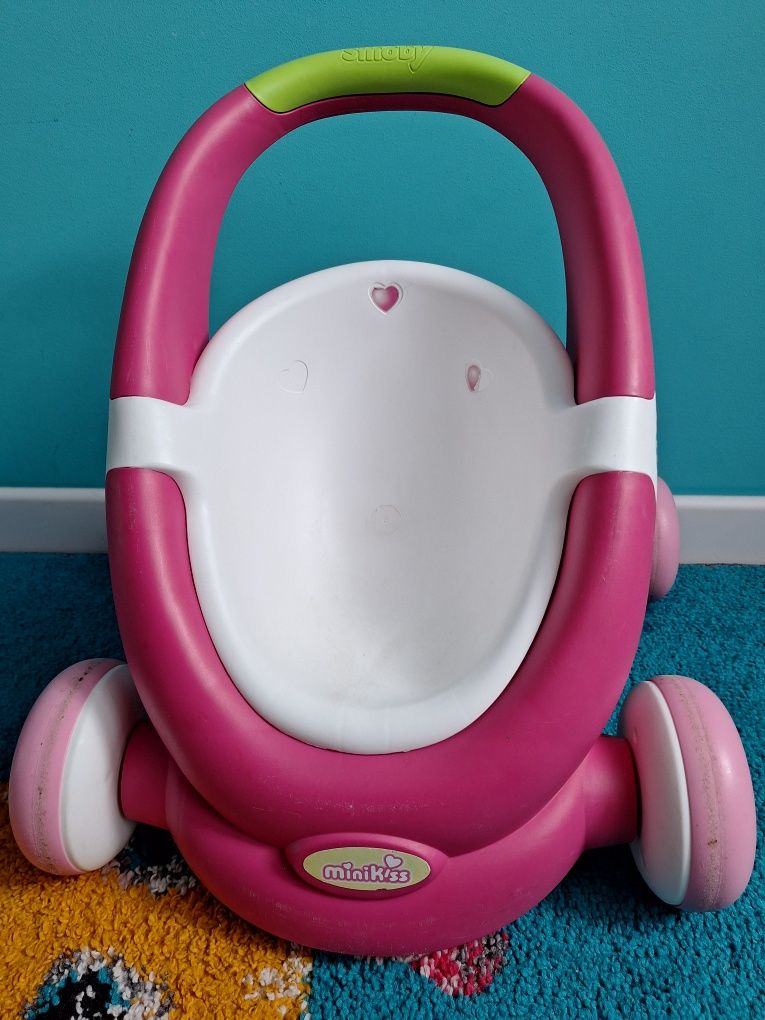 Wozek dla lalek smoby mini kiss rozowa-bialy