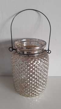 Lampion z srebrzonego szkła mercury glass Madam Stoltz