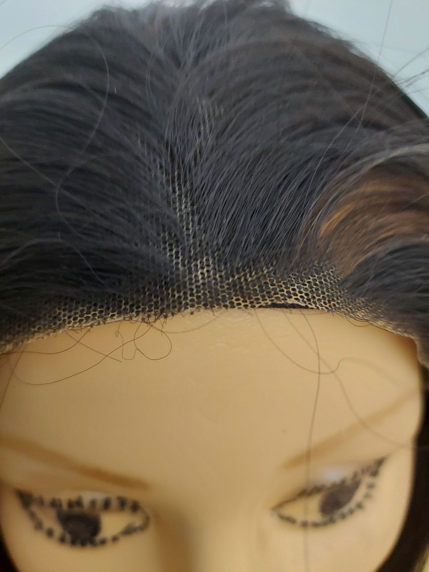 Peruka lace front czekoladowy brąz z pasemkami