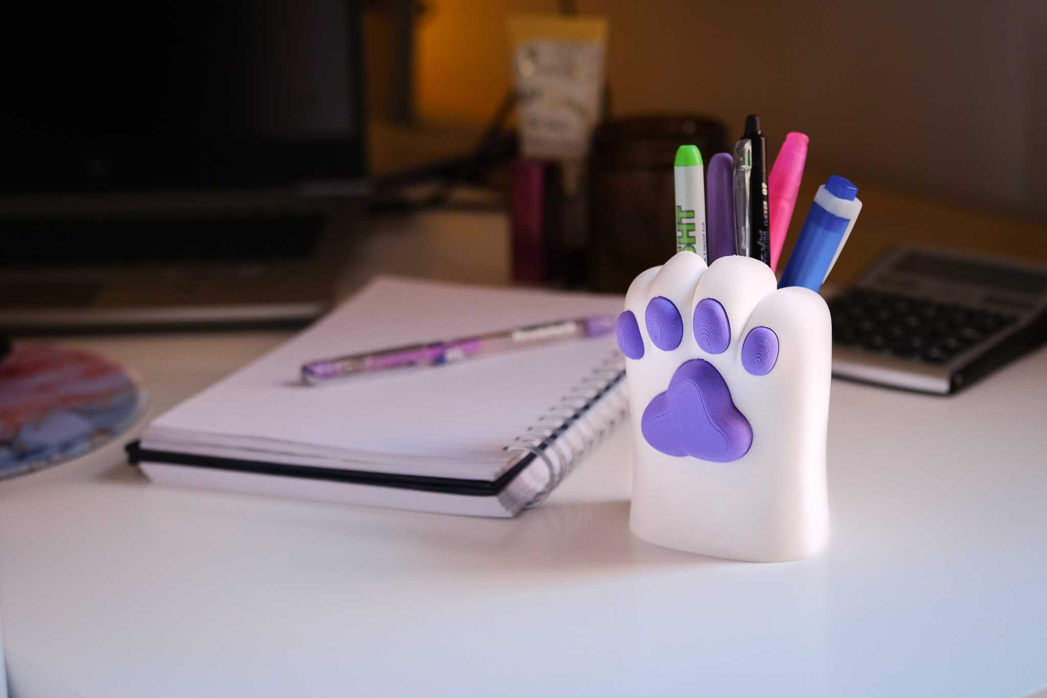 Suporte Canetas Patinha Fofa 3D | Organizador Pet Personalizável