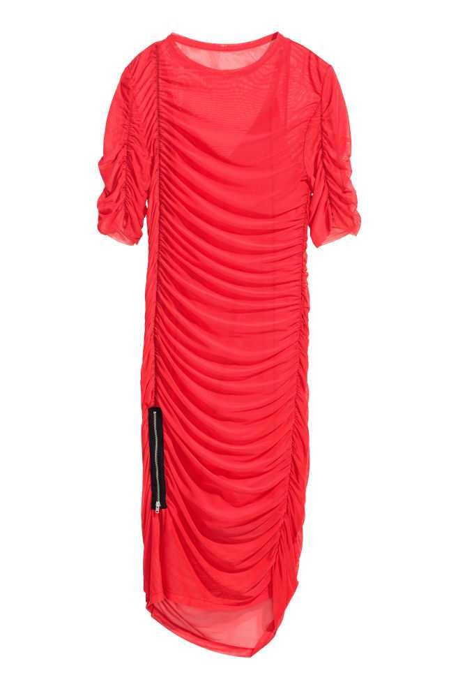 Czerwona drapowana sukienka H&M, rozmiar 36 / S, nowa, bez metki