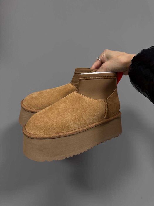 Угги UGG Mini Dipper Puffer Chestnut / Уггі Міні Діппер Пуффер бежеві