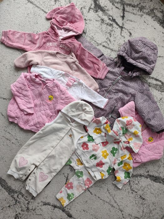 Paczka/zestaw ubrań dziewczęcych 50-92 body sukienki bluzy legginsy