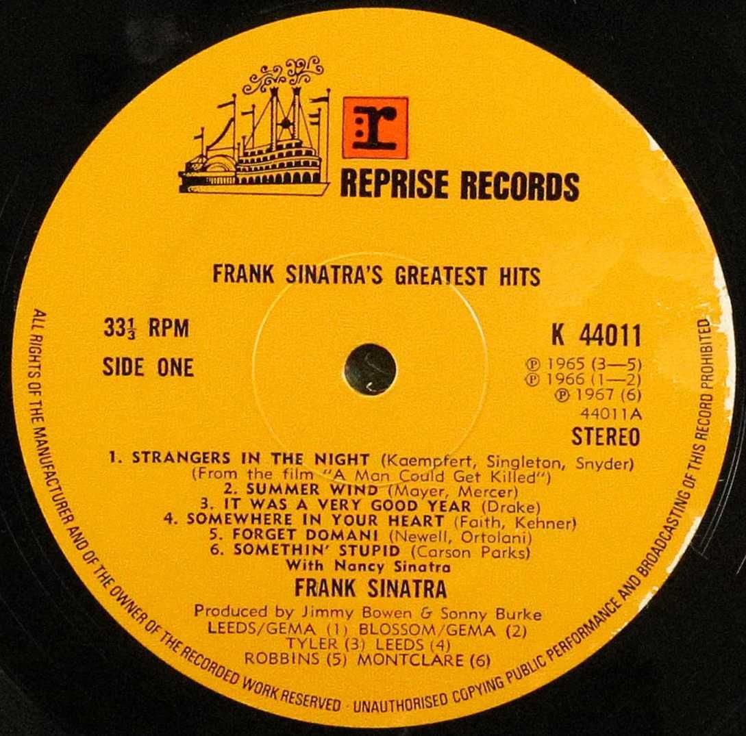 Винил пластинка Frank Sinatra-Frank Sinatra's Greatest Hits UK 1971г.
