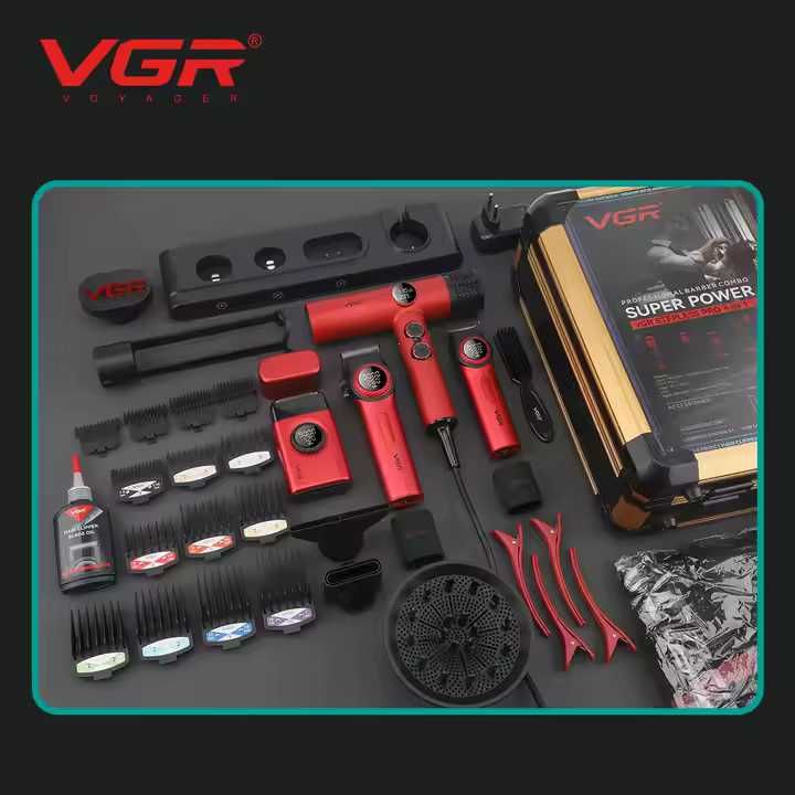 Набор для стрижки VGR Pro STEPLESS  4в1 машинка триммер шейвер фен