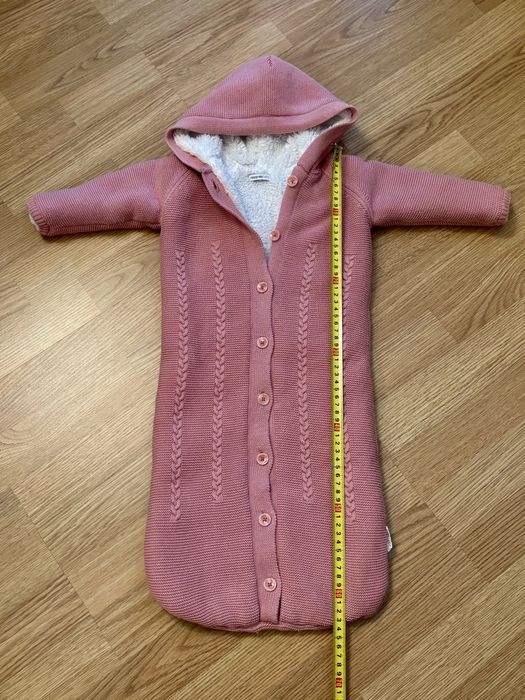 Теплий в’язаний конверт/комбінезон для немовляти 0-6 місяців