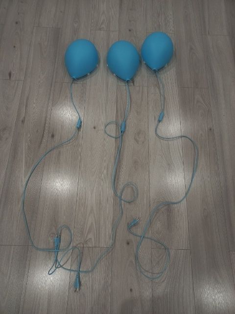 Lampki balon ikea niebieskie 3 sztuki, gratis żarówki