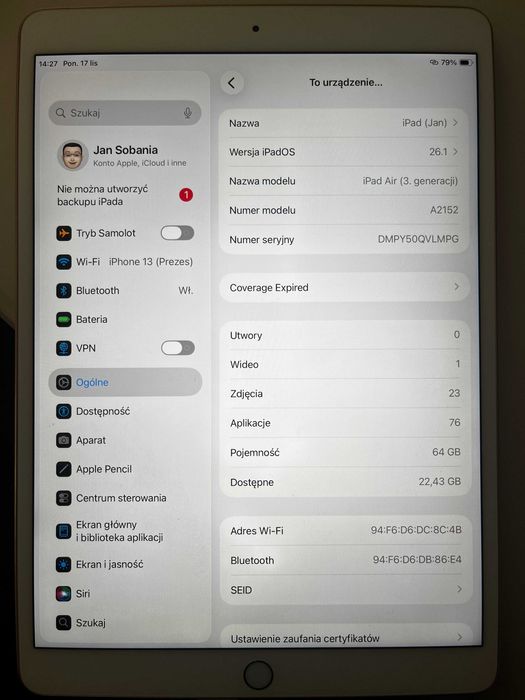 iPad Air 3 Rose Gold 64 GB A2152 (WiFi)