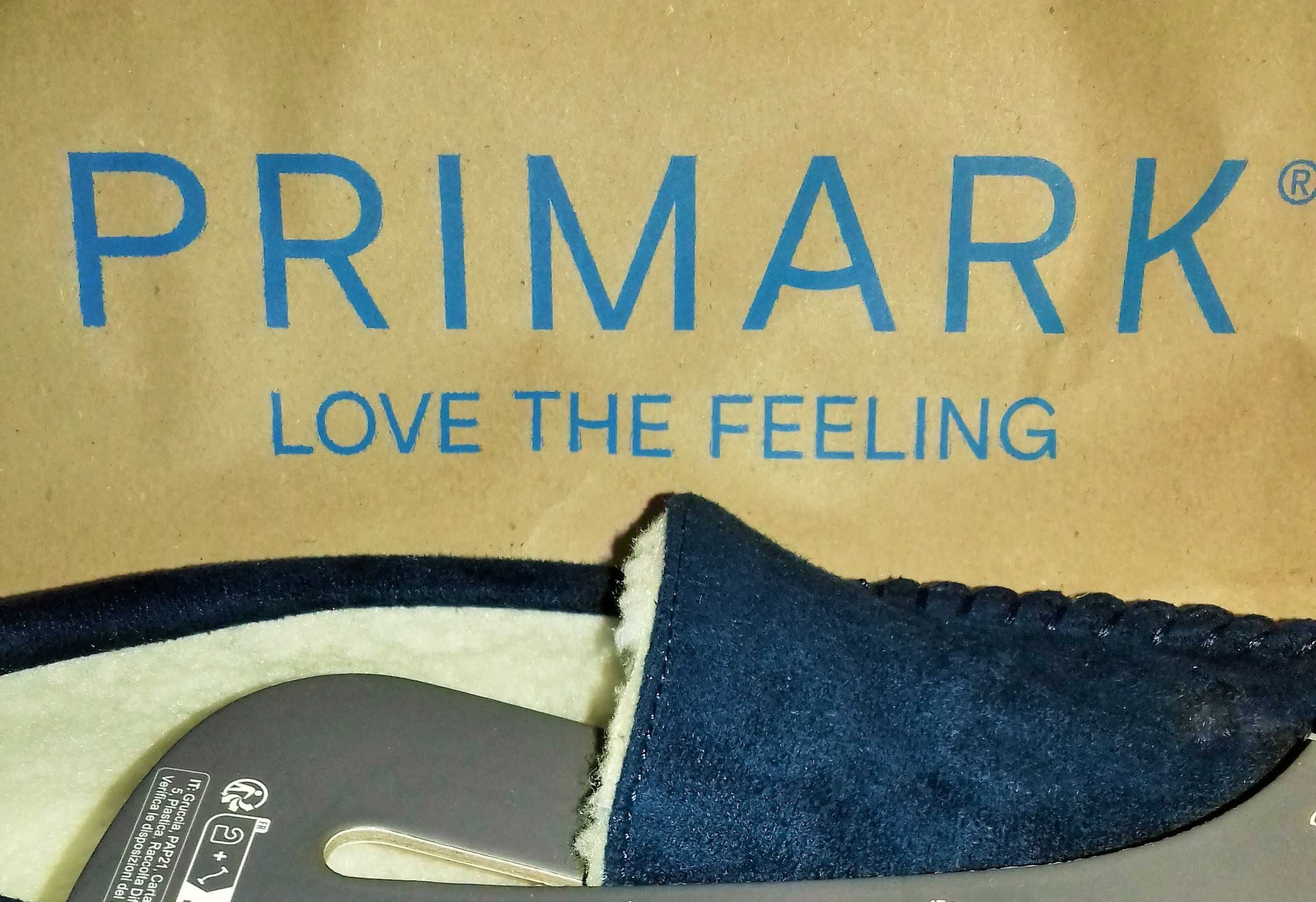PRIMARK Modne, granatowe kapcie mokasyny