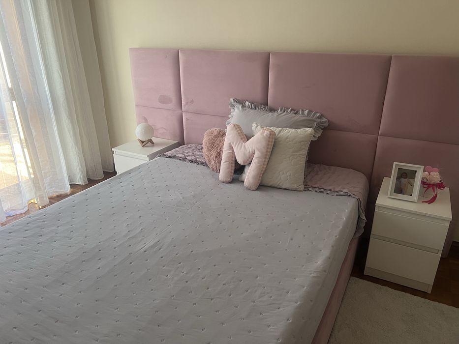 Vendo cama estufada +estrado elevatorio+ colchao
