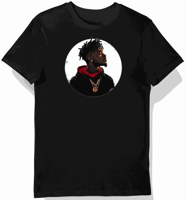 Koszulka męska czarna z motywem 21 Savage L