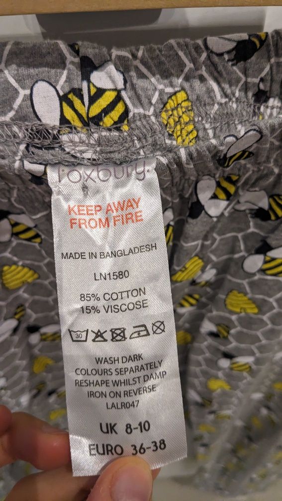 Piżama damska spodnie piżamowe do spania pszczoły bawełniane pszczoły