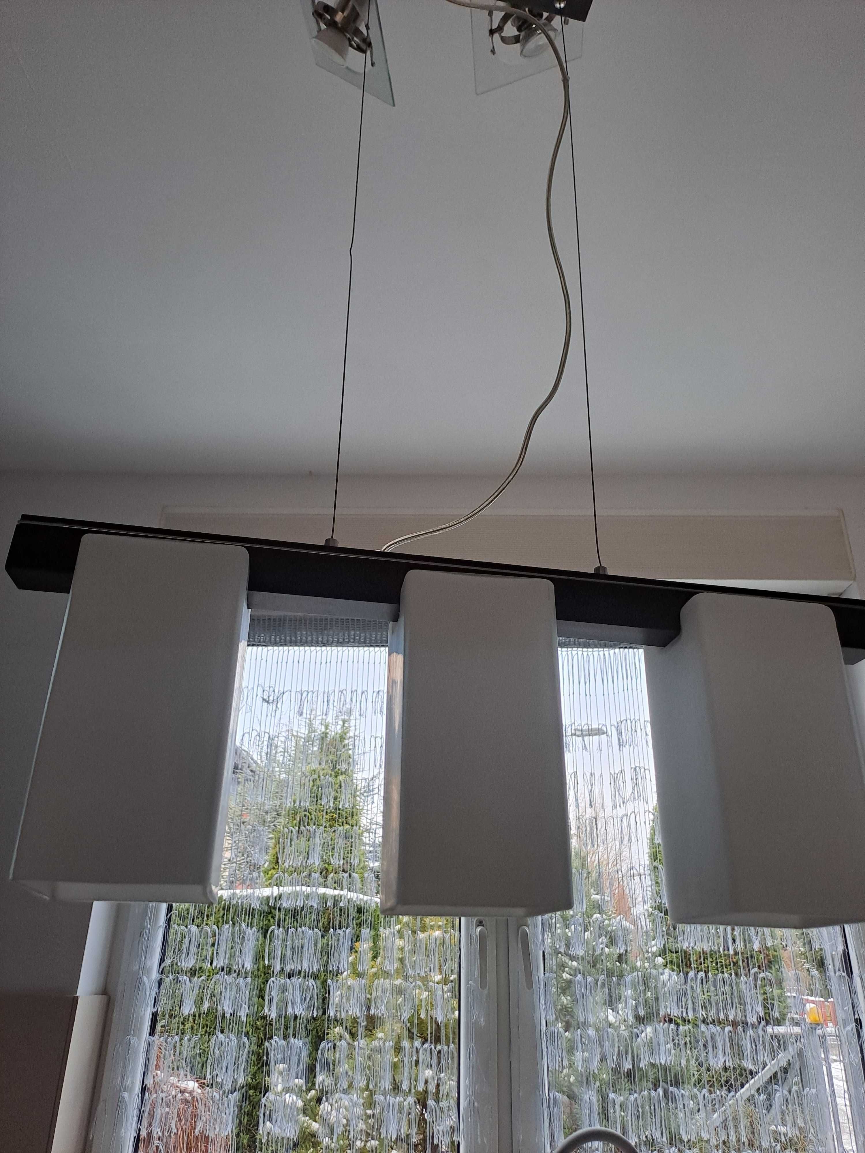 Lampa wisząca z potrójną oprawą,wenge
