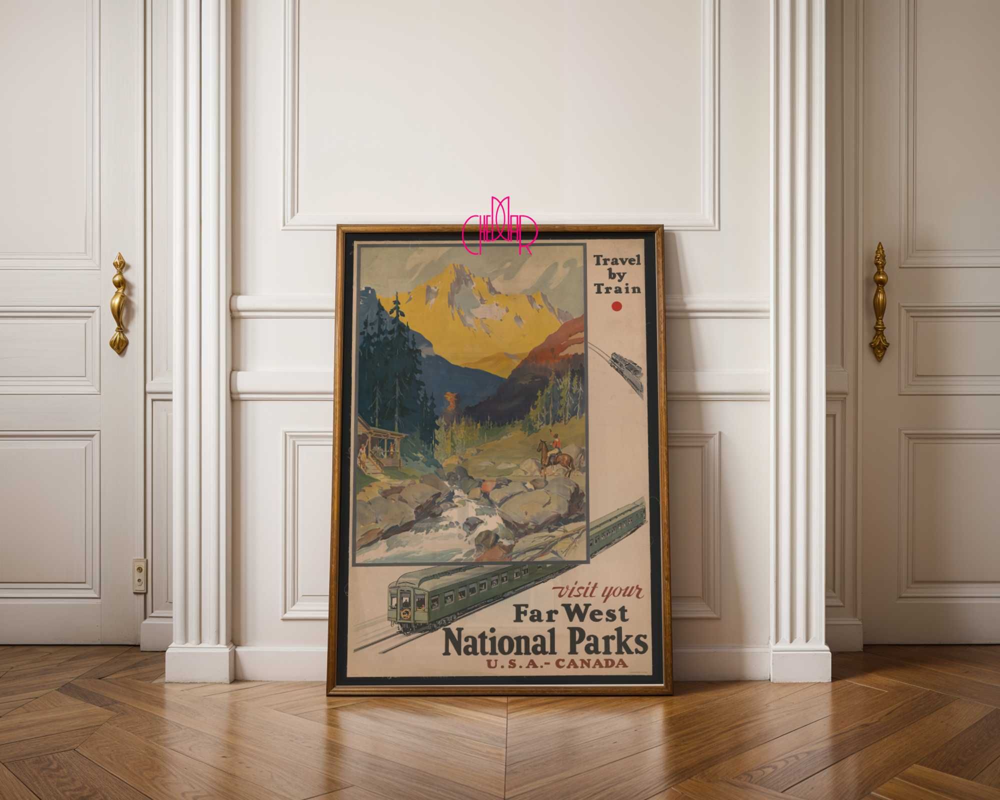 Plakat „Far West National Parks”, vintage, USA, Kanada, Parki Narodowe
