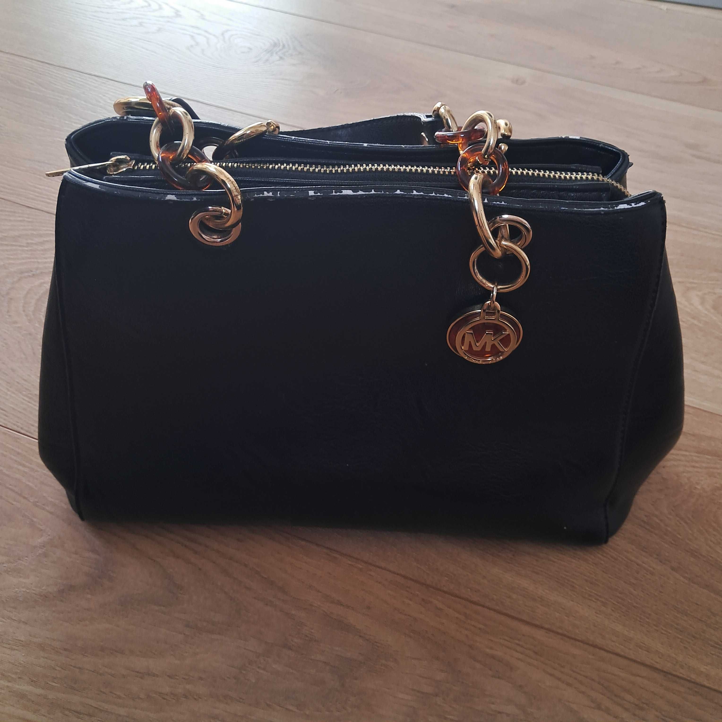 Elegancka czarna markowa pojemna damska torebka na ramię Michael Kors