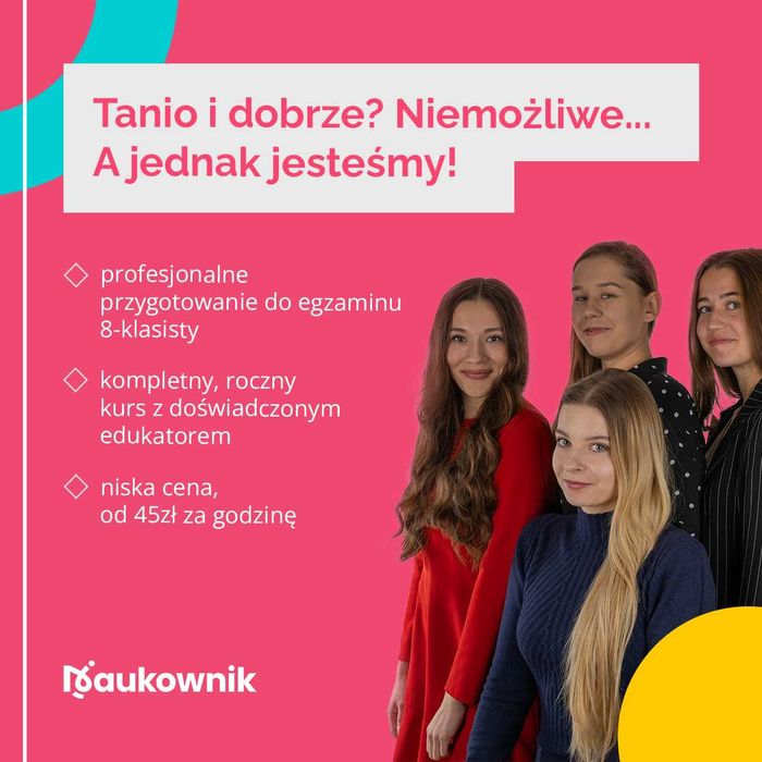 Przygotowanie do egzaminu 8-klasisty, korepetycje matematyka, polski