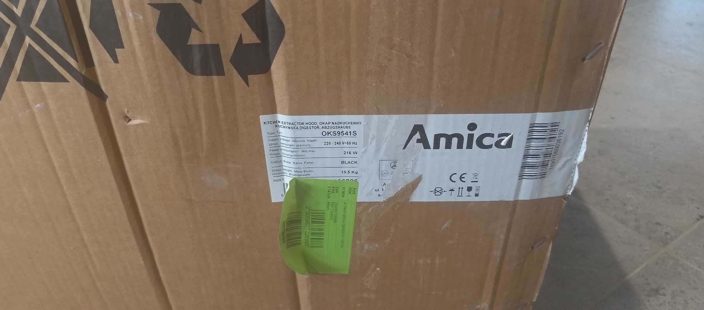 Okap kominowy skośny AMICA OKS9541S o szerokości 89.6 cm