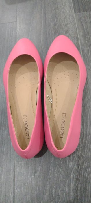 Buty baleriny Lasocki rozmiar 39 różowe skórzane