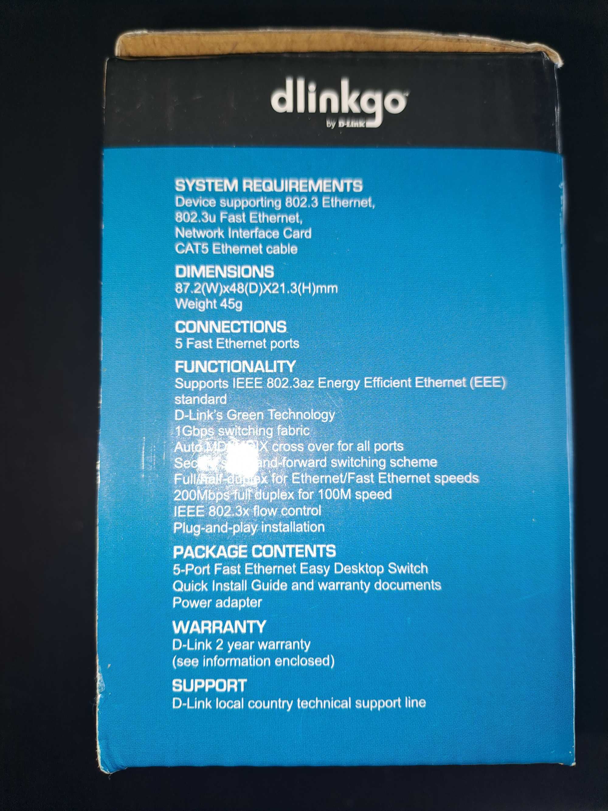 Switch Ethernet Hub 5 portas 10/100Mbps - Como Novo em caixa