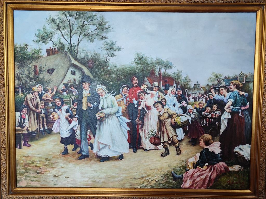 Duży obraz w pięknej szerokiej ramie
