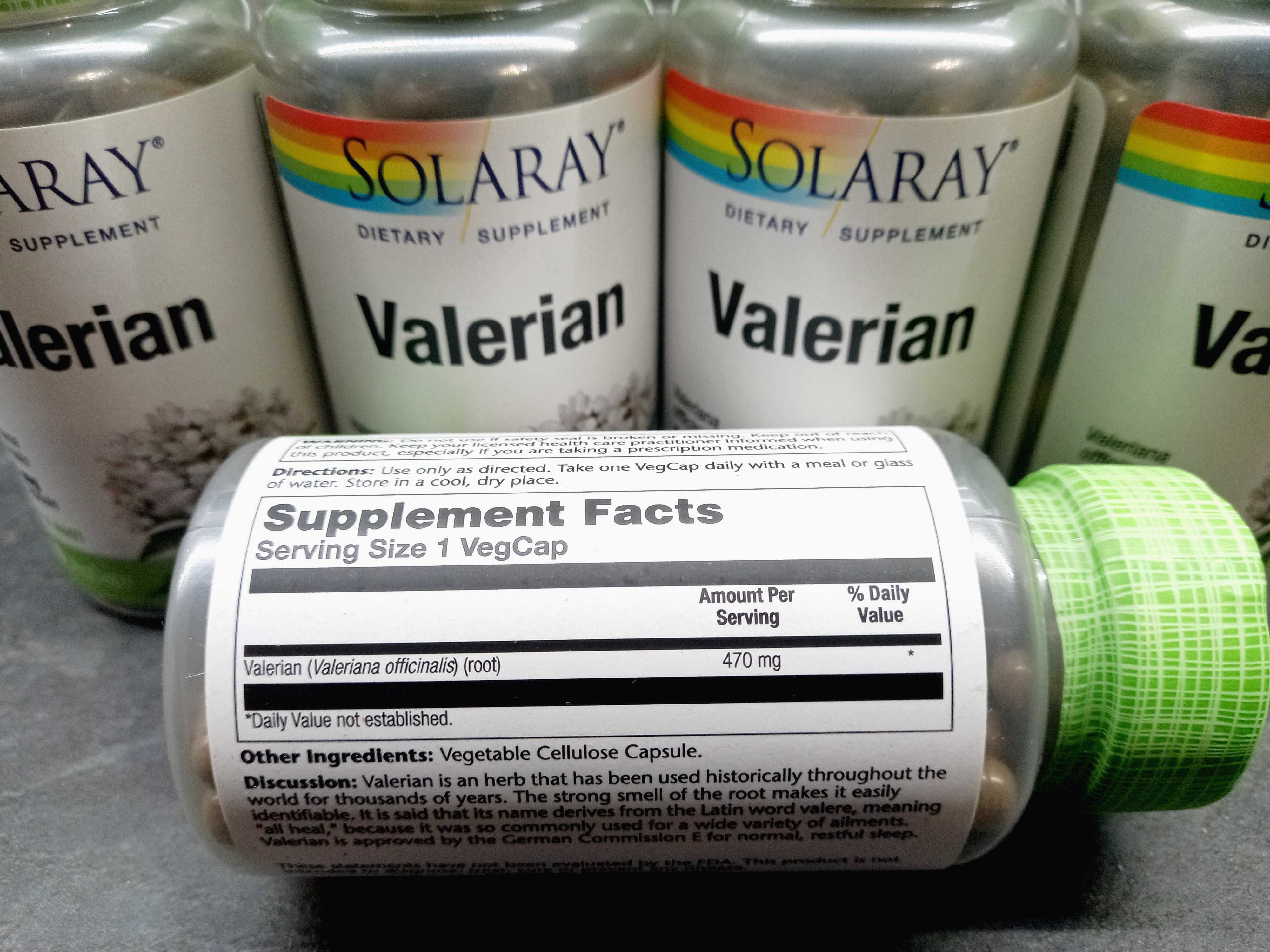 Solaray, Valerian 470мг (100 капс.), валериана, валеріана