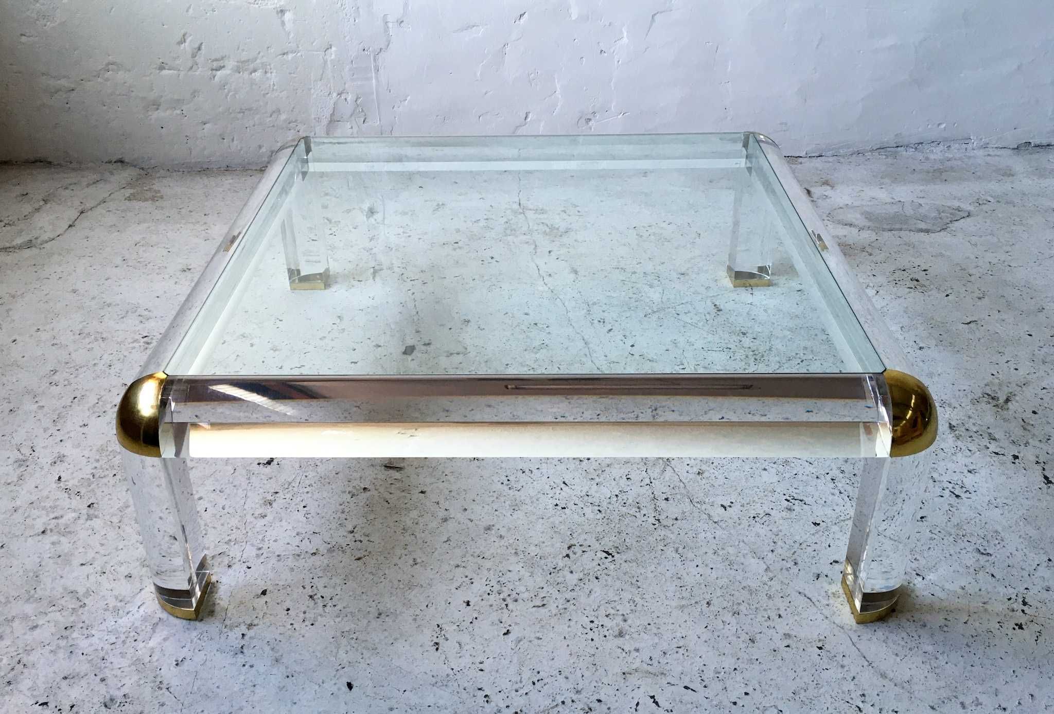 Duży stolik akrylowy lucite Karl Springer lata 70 80 vintage design