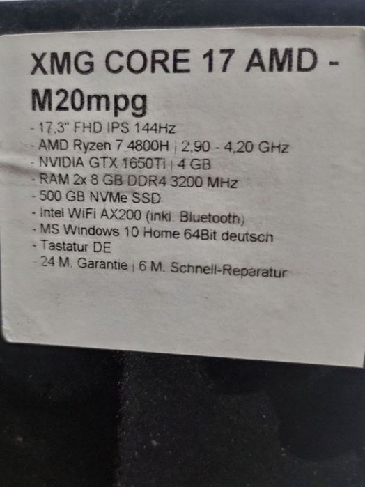 Ігровий ноутбук XMG CORE 17 AMD (M20MPG)