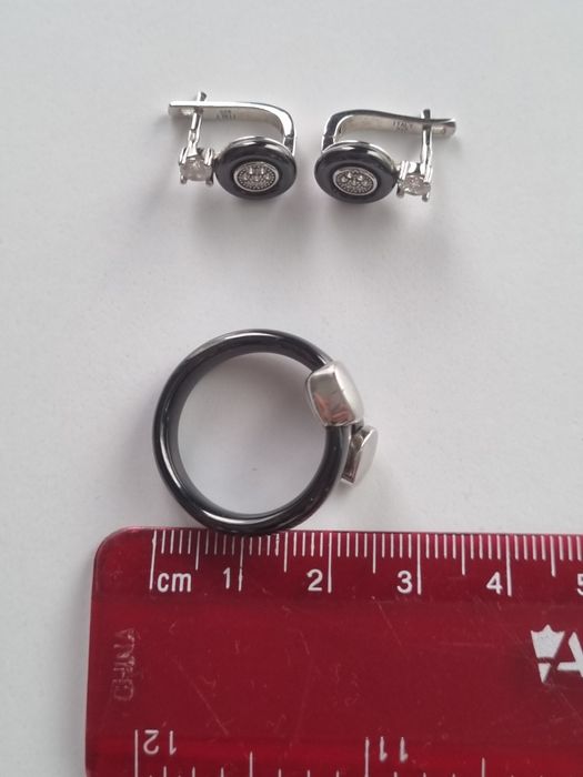 Сережки та перстень кераміка та срібло 925 проби, Італія