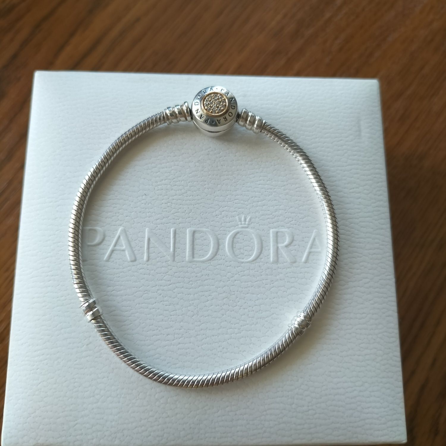 Bransoletka Pandora logo tt cyrkonie złoto 19
