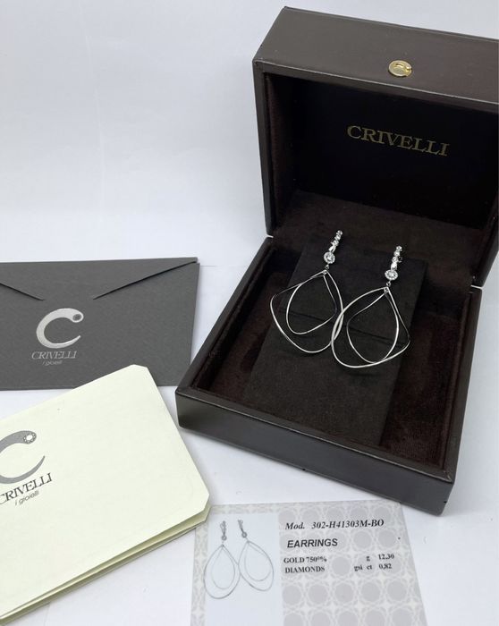 Золотые серьги с бриллиантами 0.82ct Crivelli оригинал