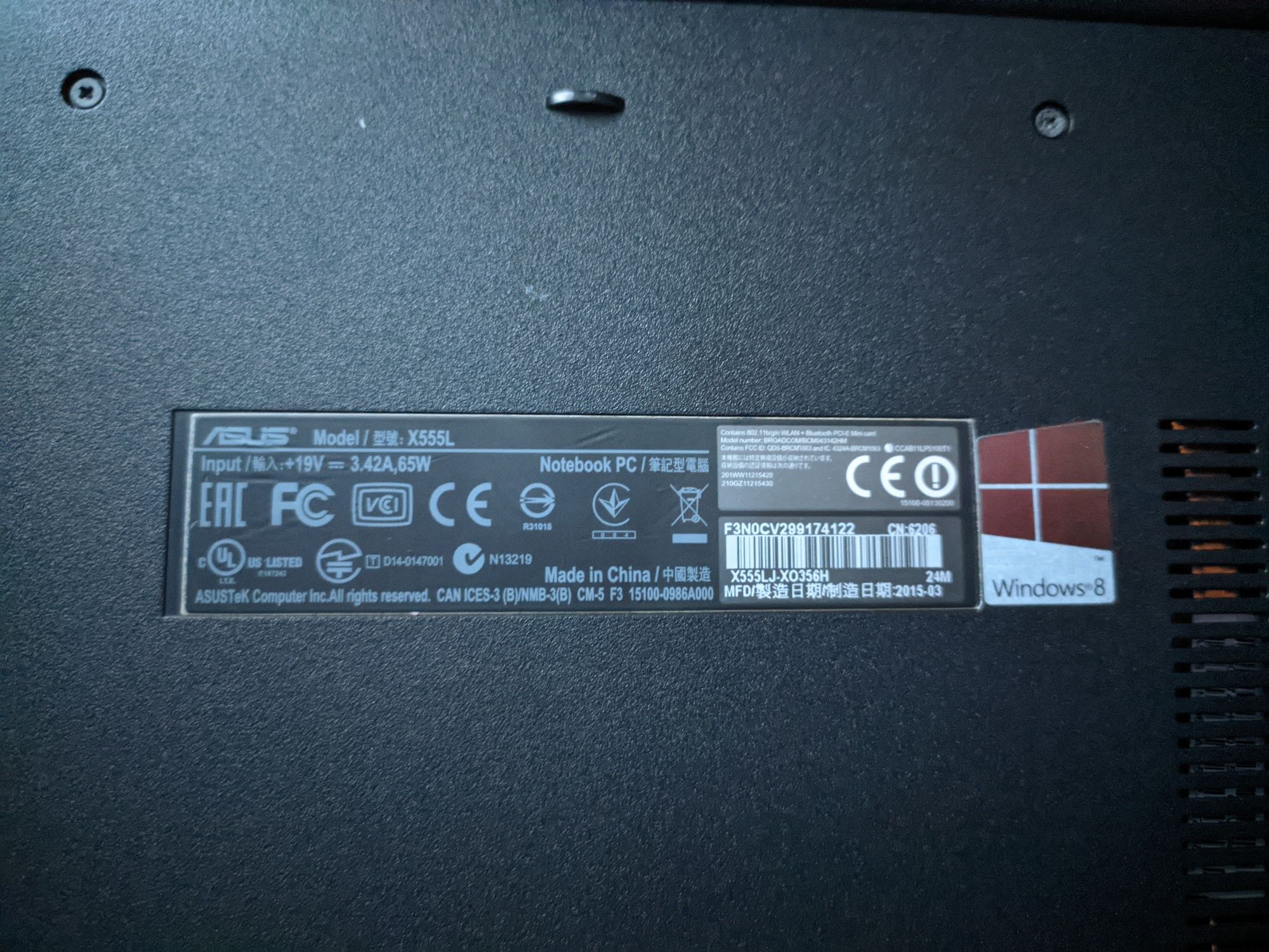 Asus x555l i3-5010U Nvidia GeForce 920m