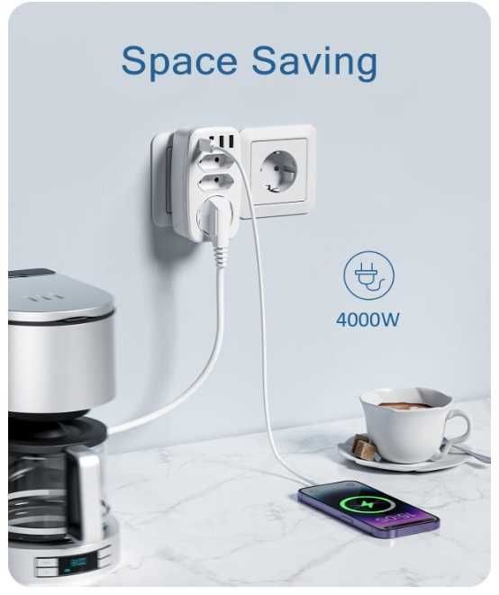 Gniazdko elektryczne 7 w 1, 3 gniazda + 3x usb, 1x usb Pd LENCENT