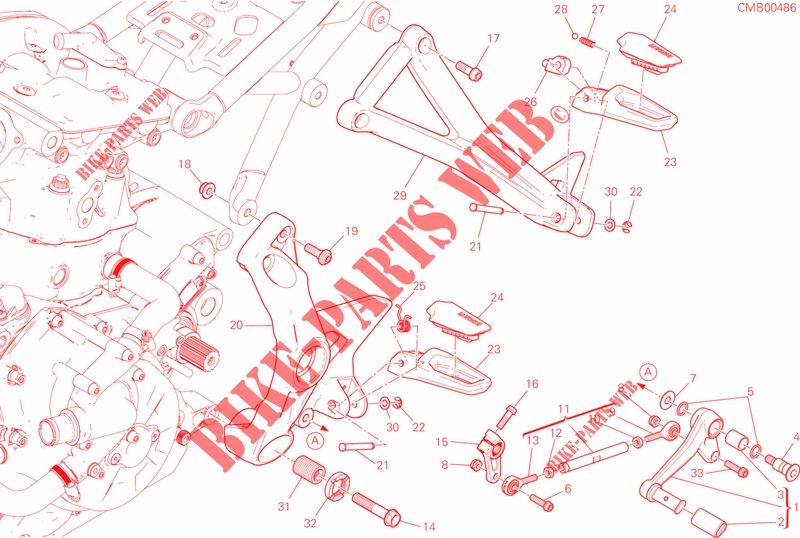 Ducati Monster 2018 задня ліва пасажирська підніжка в зборі 82433001A